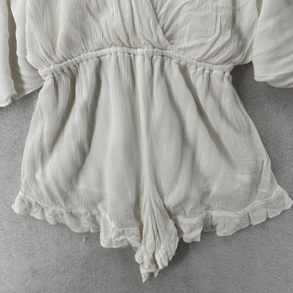 Lovers +‎ Friends Womens SMALL Romper Ruffle Open Back Slouchy Gauze Ruffle Boho - Picture 7 of 15